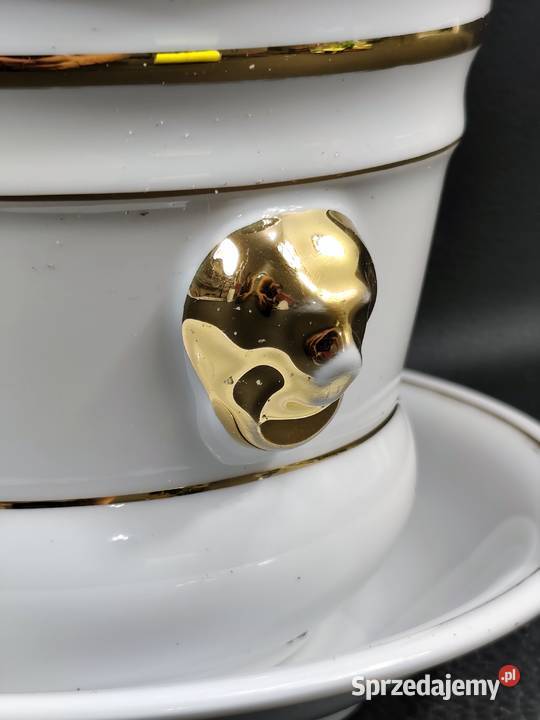 Porcelanowa doniczka osłonka z lwiemi głowami Poddębice sprzedam