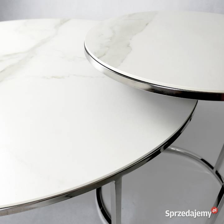 REA zestaw stolików okrągłych design spiek kwarcowy Laminam
