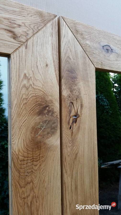 Lustro w drewnianej dębowej ramie loft vintage inny kolor łódzkie