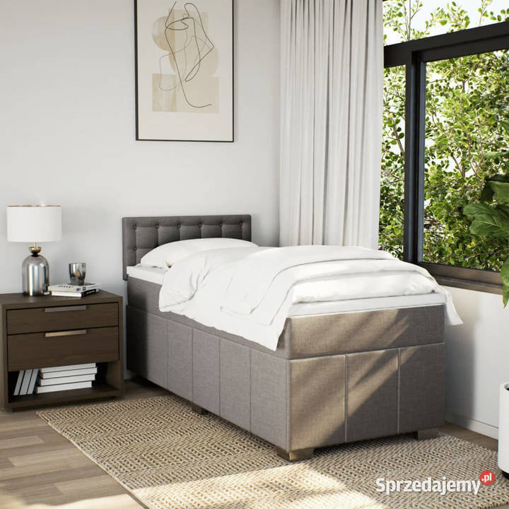 Łóżko kontynentalne z materacem taupe tkanina 90cm Warszawa