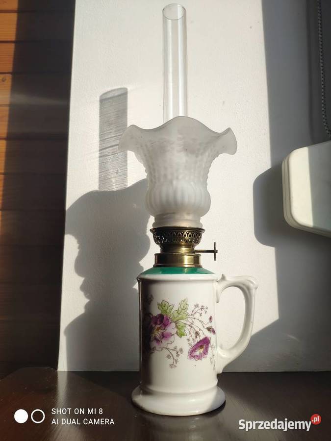 Stara francuska porcelanowa lampa naftowa 32 Kraków sprzedam