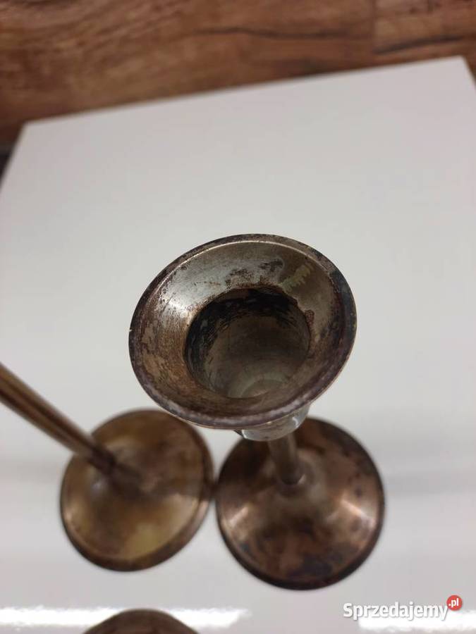 Zestaw 3 mosiężnych świeczników indyjskich