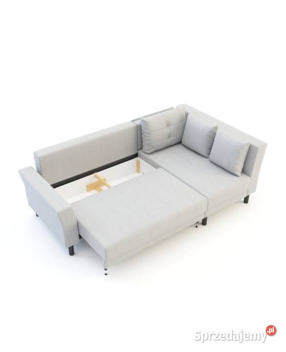 Mały Narożnik szary z funkcją spania PREMIUM