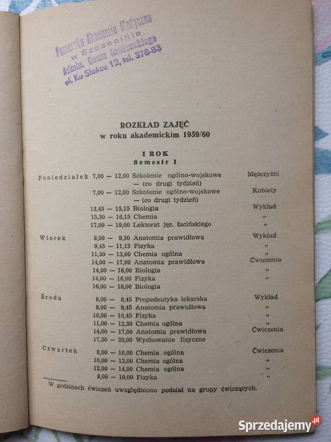 3846 Skład Osobowy I Spis Wykładów Pom Akademii sprzedam