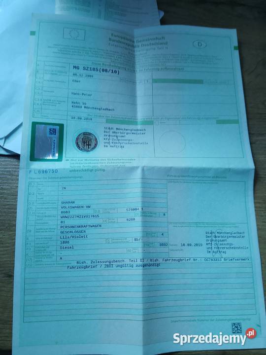 VW Sharan 19 TDI sprowadzony Rzgów Drugi