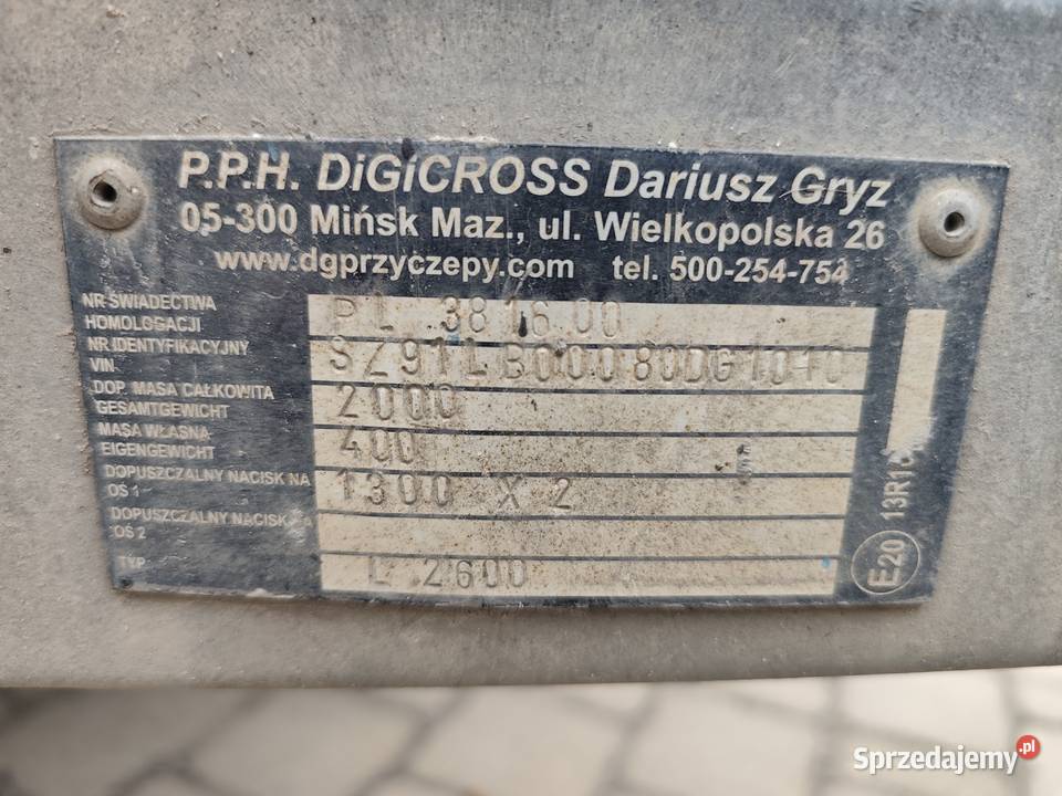 Przyczepa DIGICROSS Pod Minikoparkę DMC 2000 Lawety Wodzisław