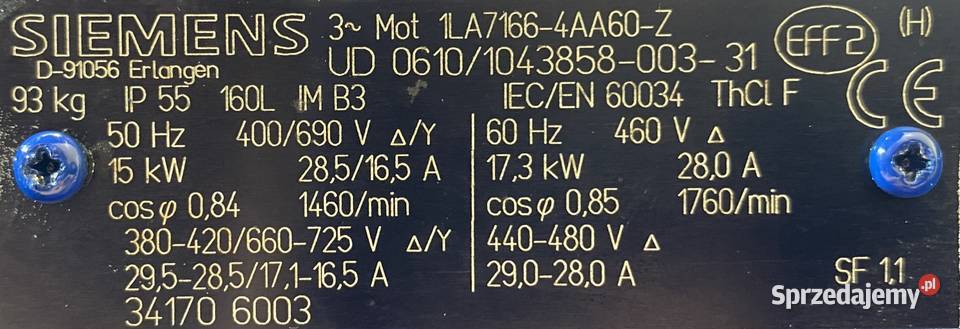 silnik elektryczny 15kW 1460obr SIEMENS Pigża