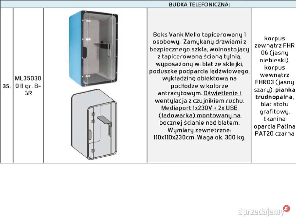 Budka telefoniczna biurowa VANK Wrocław
