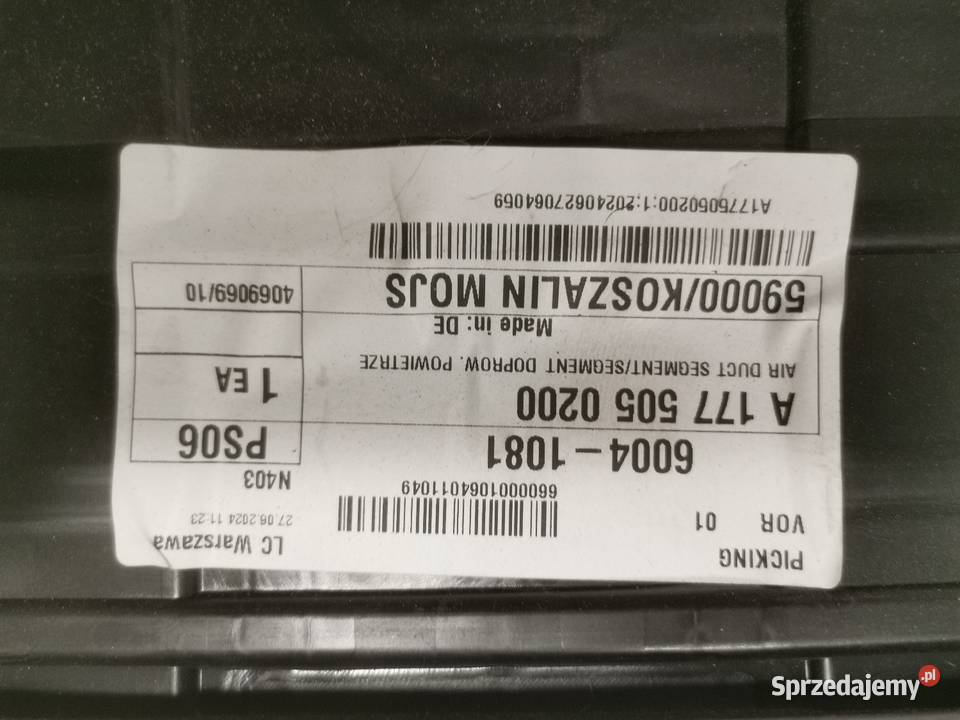 Mercedes Aklasa W177 kierownica powietrza Złocieniec