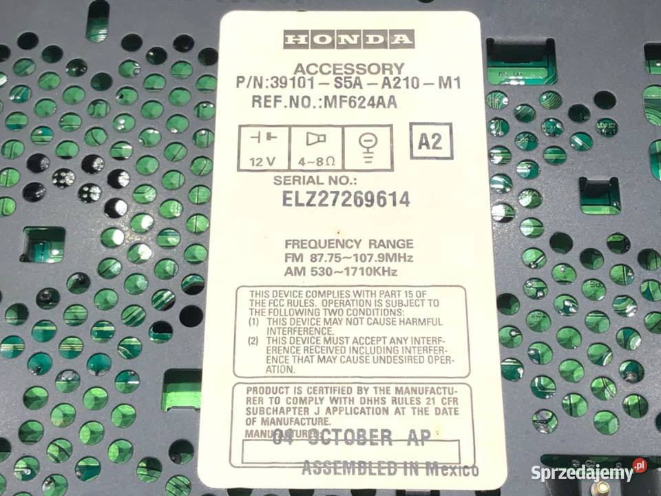 RADIO HONDA CIVIC VII 39101S5AA210M1 0006 osobowe