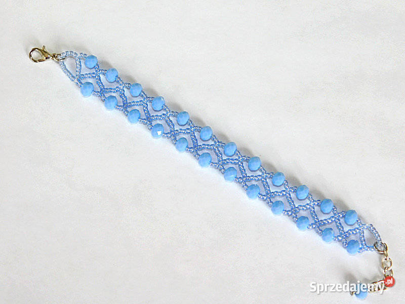 Bransoletka z kryształków rękodzieło blękit