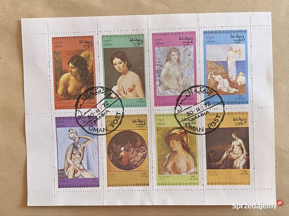 Arkusz znaczków pocztowych z Omanu wydanych w Grupa