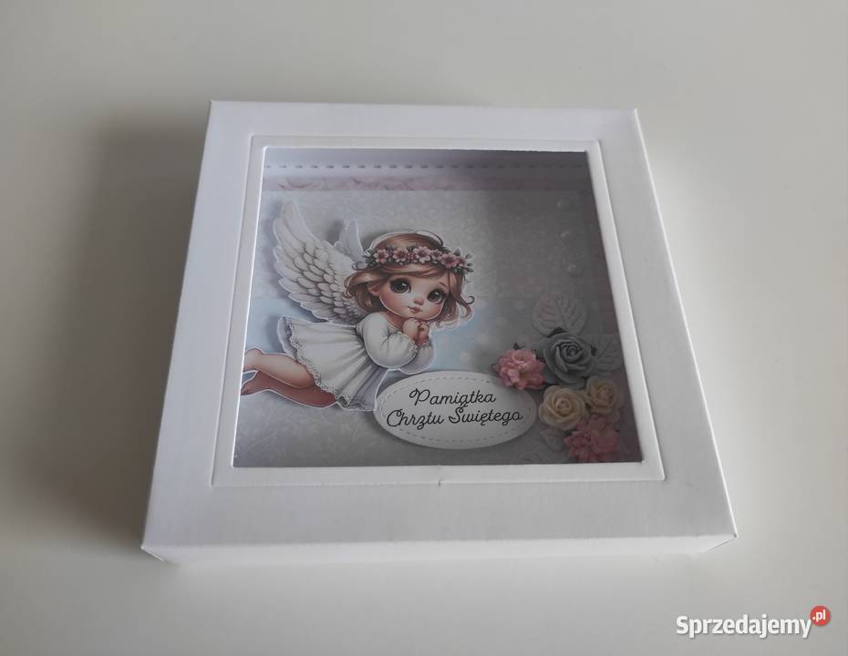 Kartka w pudełku ręcznie robiona na Chrzest Łódź sprzedam