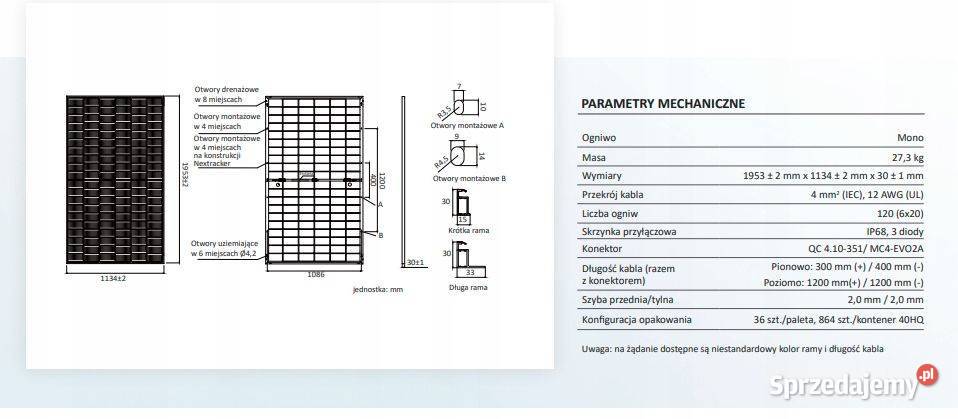 Paleta 37x JA SOLAR JAM60D41 BIFACIAL 500W LB małopolskie