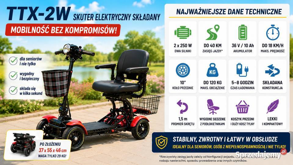 Skuter dls seniorów elektryczny składany mazowieckie Wołomin