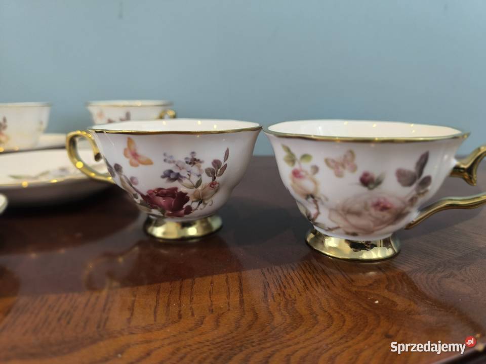 Piękny zestaw porcelany kawowo herbaciany 6 Łódź