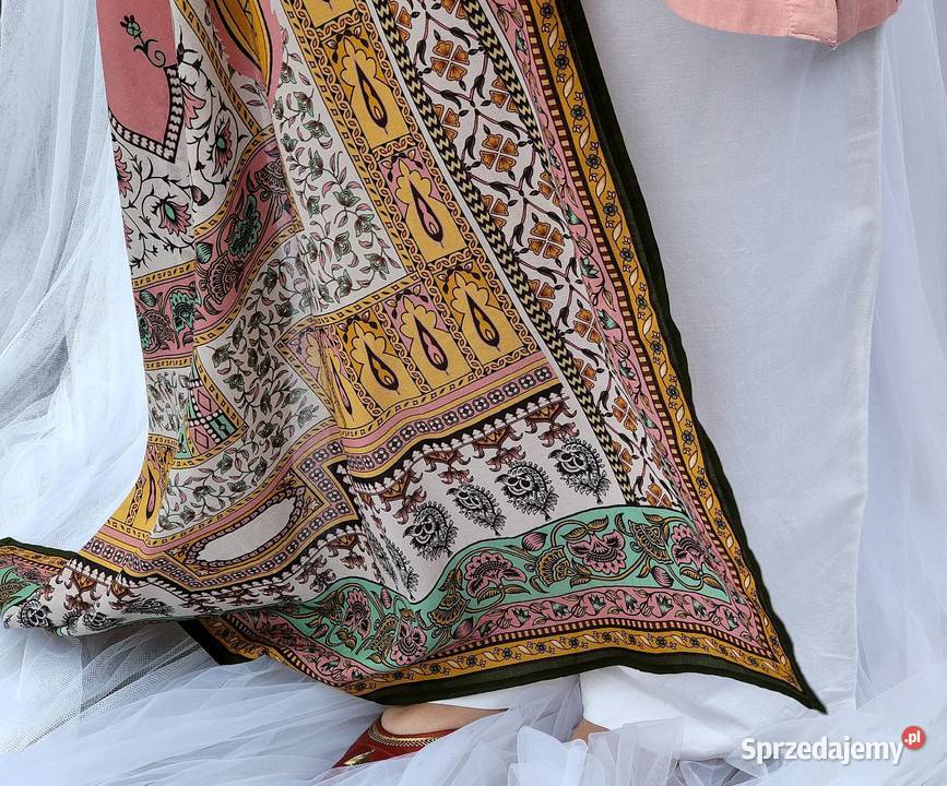 Duża chusta szal dupatta różowa bawełna kolorowy Dla kobiet zachodniopomorskie Szczecin