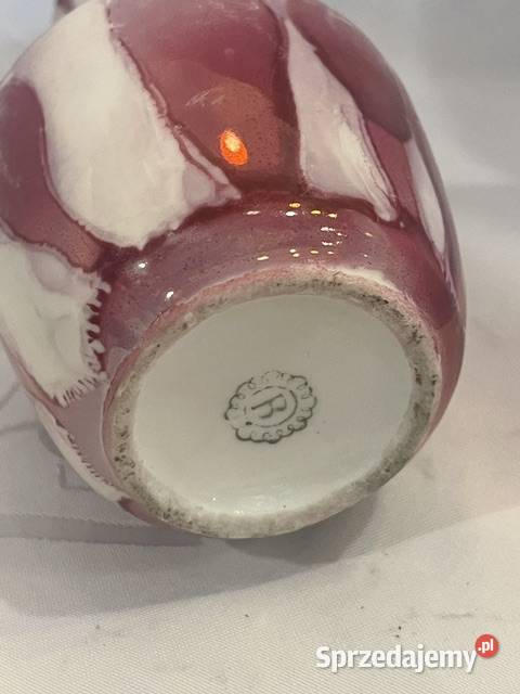 Mały ceramiczny wazonik marmurkowy PRL sygnowany małopolskie Kraków