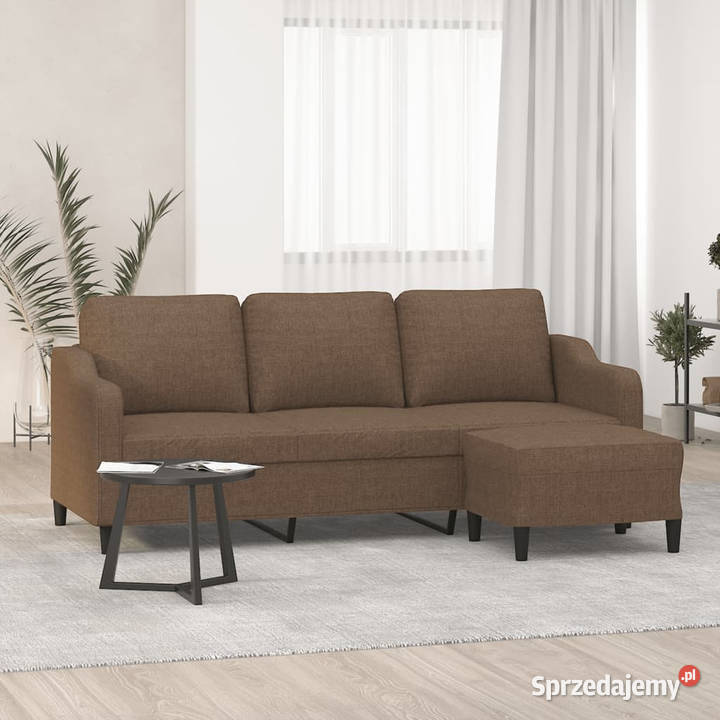 3osobowa sofa z podnóżkiem brązowy 180 tkaniną Warszawa sprzedam