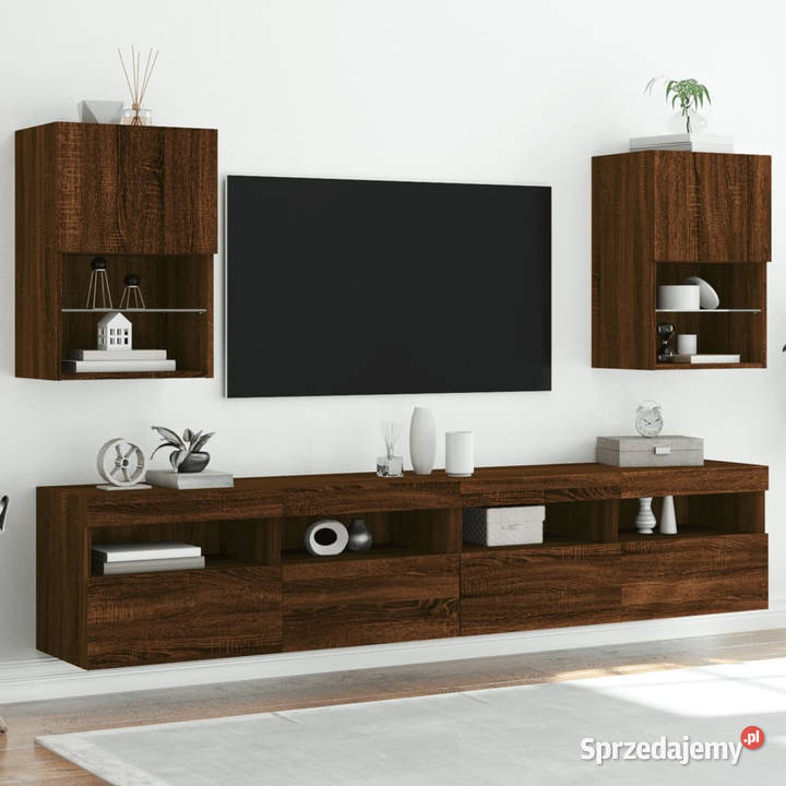 Szafki TV z LED 2 brązowy dąb 405x30x60 WM837042 Warszawa