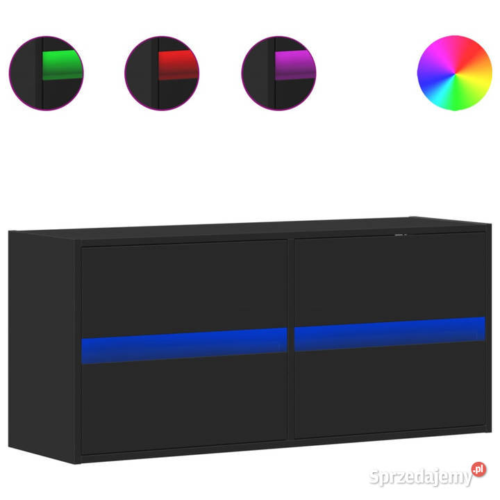 Ścienna szafka TV z LED czarna 100x31x45 Warszawa