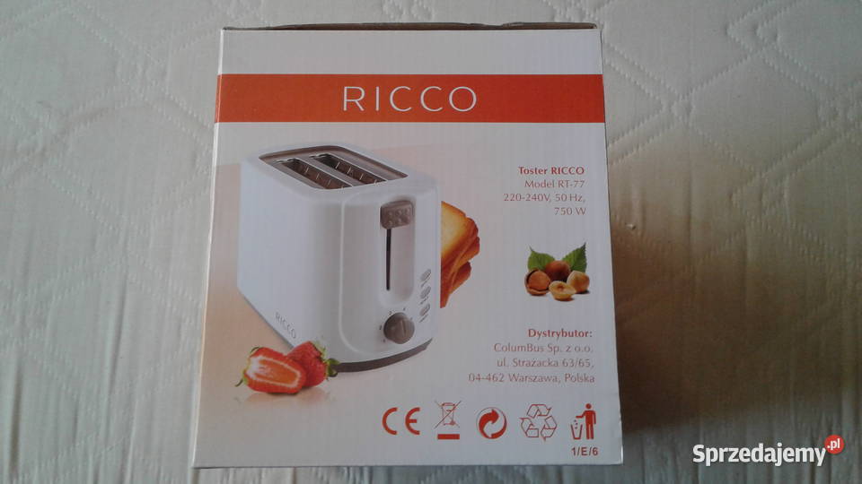 Toster Elektryczny RICCO model RT77 750W NOWY Łomża