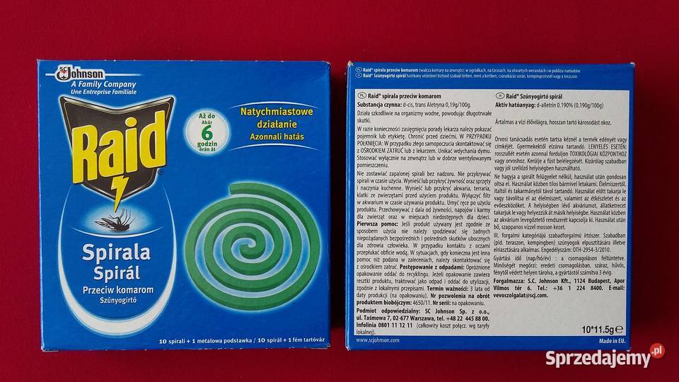 Raid Spirala przeciw komarom 10 sztuk NOWA Duża Olkusz