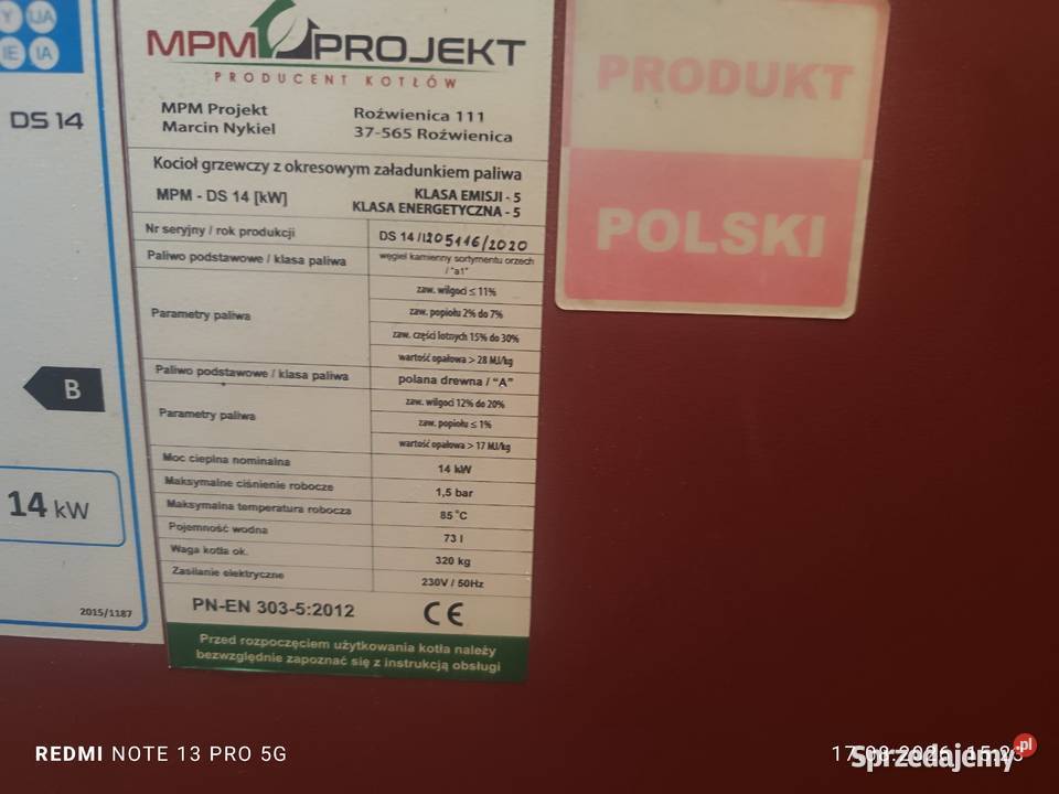 Piec mpm 14 kw 5 klasa Dębica