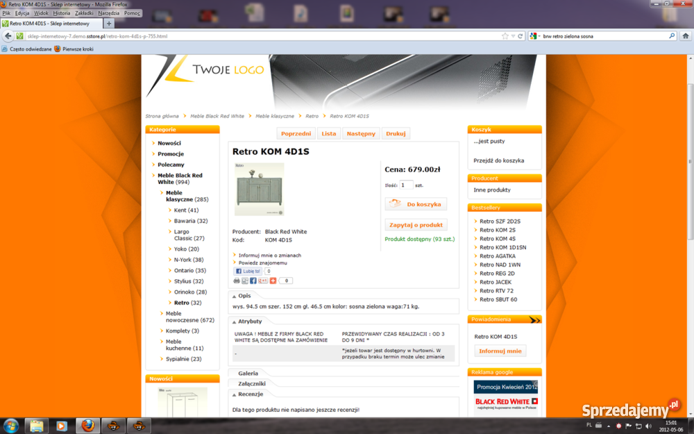 Meble Black Red White retro Gniezno