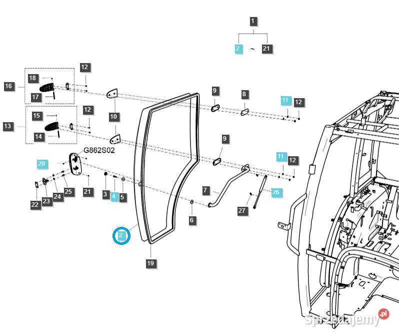 Szyba prawych drzwi TRG862 LS Tractor 40413744 Pozostałe