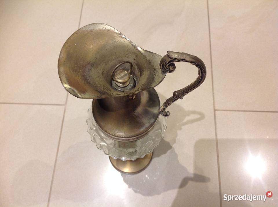 Stara Karafka Szkło Metal srebrzony Nowa Sól