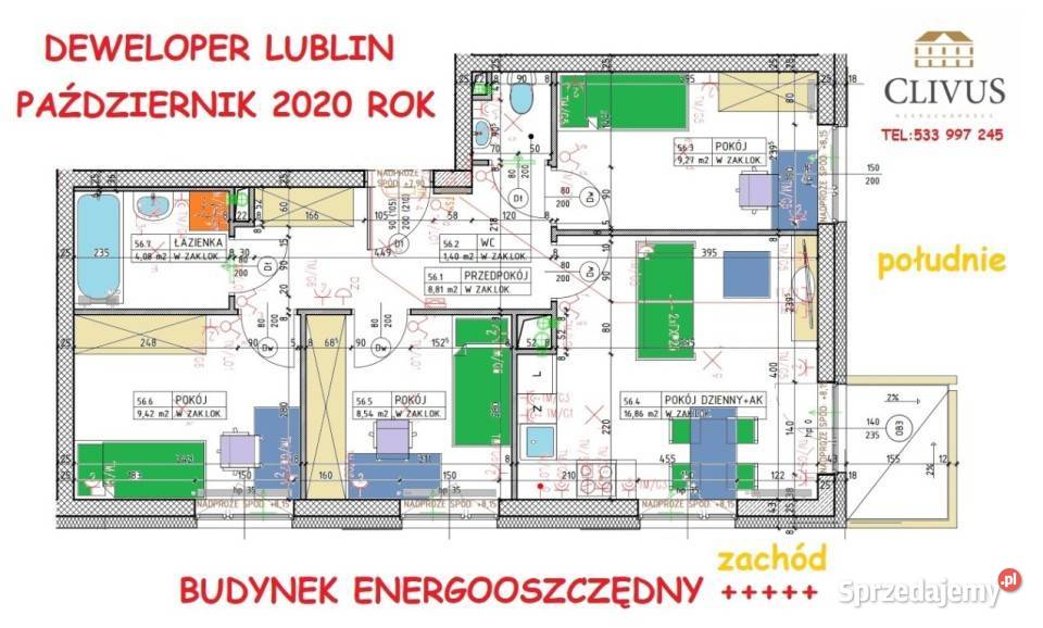 sprzedaży mieszkania 5838m2 3 pokoje Lublin