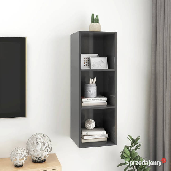 Wisząca szafka pod TV wysoki połysk szara Warszawa