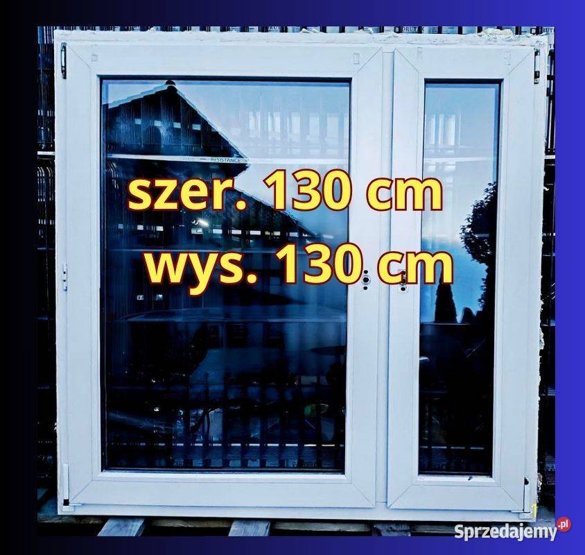 okno PCV 130x130 okna używane kotwy klamki