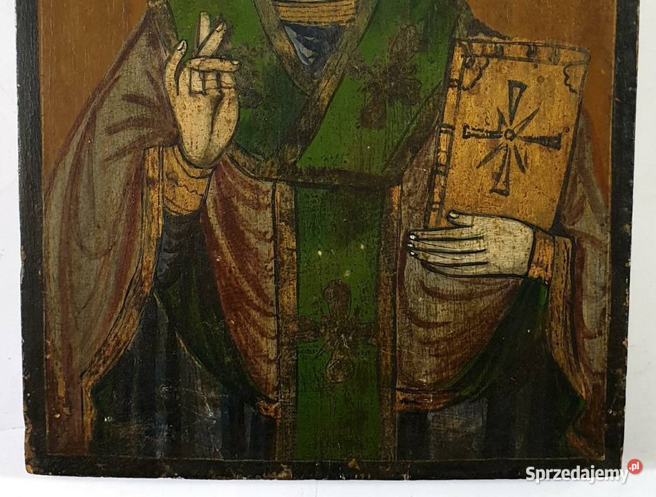 Ikona Święty Mikołaj z Miry Cudotwórca XIXw 0167 Warszawa