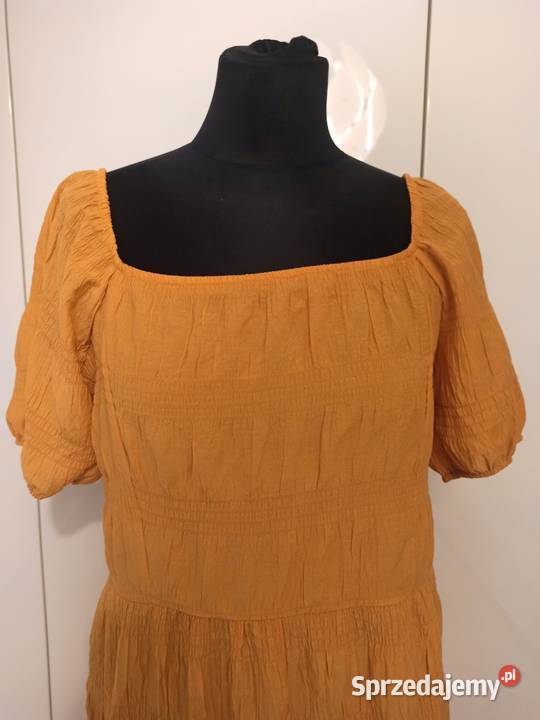 letnia sukienka w kolorze musztardowym Rozkloszowana  Częstochowa