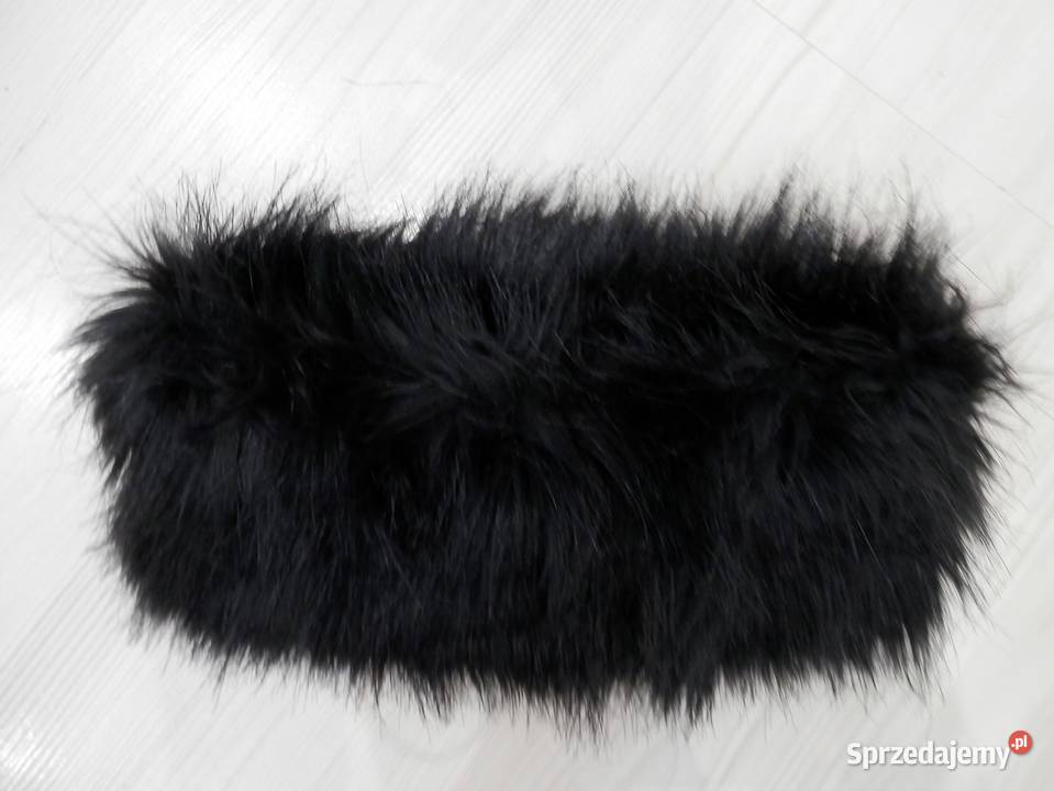 Opaska na Uszy Czarna Zimowa Futrzana Sztuczne Nakrycia głowy Łomża