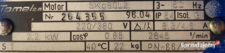 silnik elektryczny 22kW 2845obr 3fazowy Tamel Pigża