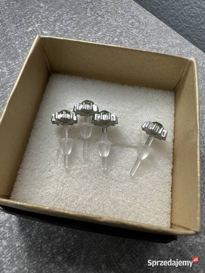 Kolczyki srebrne z zielonym diamentem Jasło