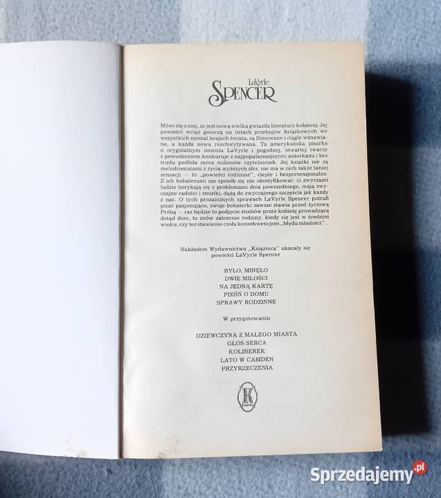La Vyrle Spencer Osobne łóżka Książnica 1997 r