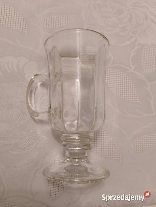 SZKLANKA do kawy wysoka z uchem kubek szklany Złotniki