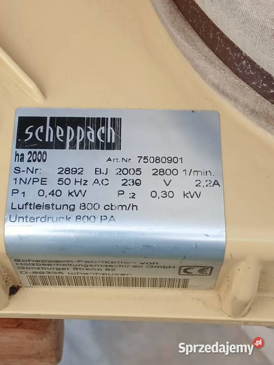 Odciąg do trocin 1 workowy Scheppach pomorskie Wejherowo