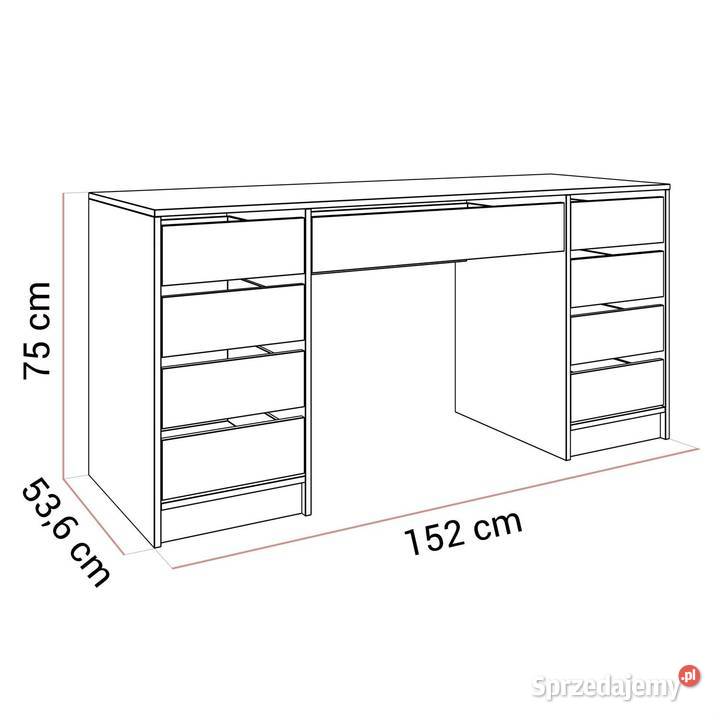 Nowe biurko z szufladami 152x54x75 75cm Wieruszów
