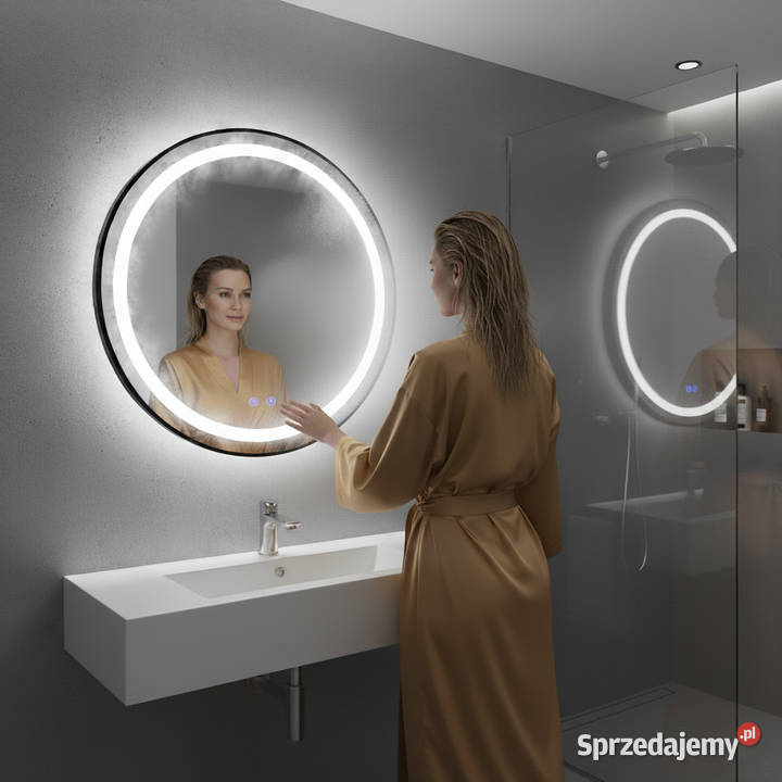 Lustro łazienkowe LED okrągłe ścienne 80 3 barwy
