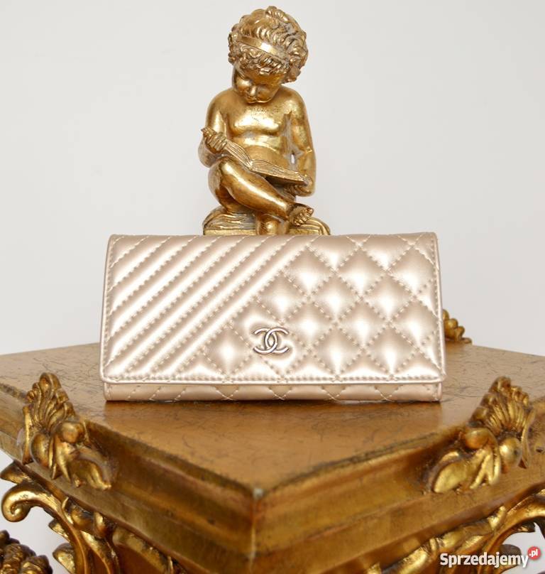 CHANEL PORTFEL ZŁOTY BEŻ PORTMONETKA PIKOWANY Bydgoszcz