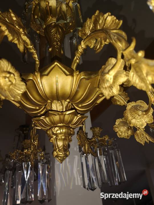 Żyrandol pozłacany na 8 świec Gdańsk sprzedam