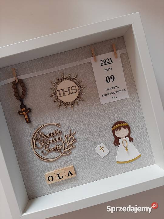 Pamiątka I Komunii Świętej w ramce 27x27 Wilkowice