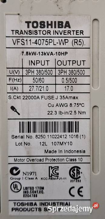 Falownik Toschiba 75 kw Bielsko-Biała sprzedam