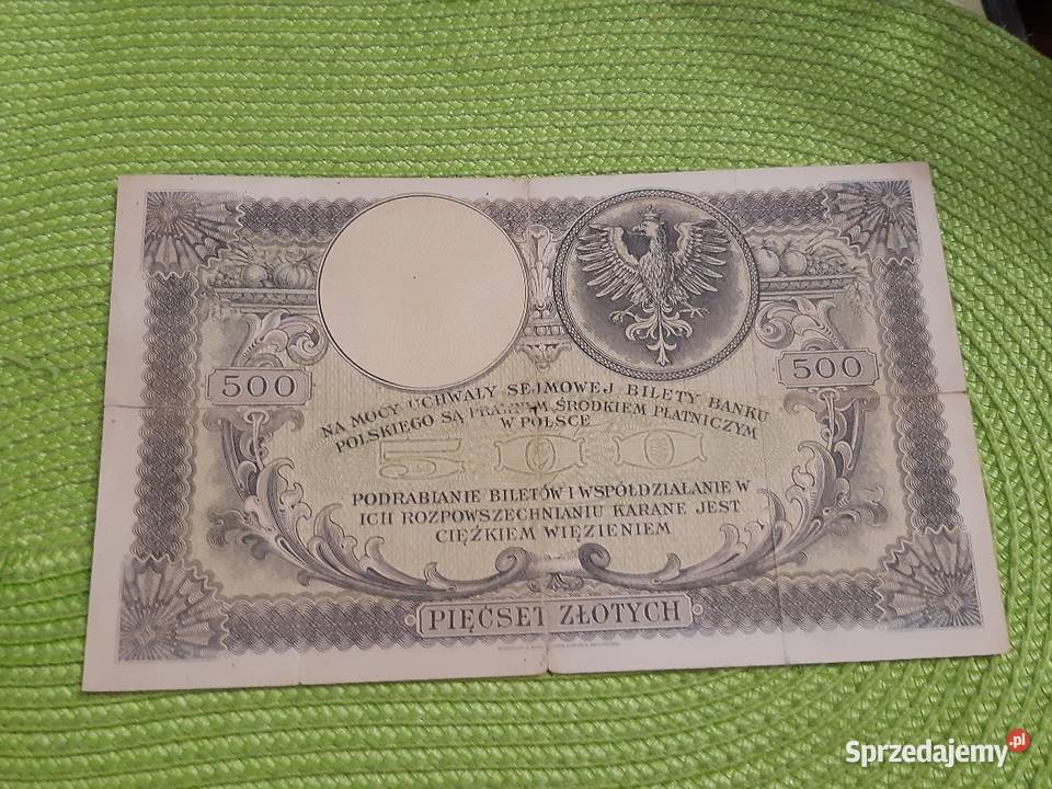 banknot polski 500 złotych polskich z 1919r podlaskie Łomża sprzedam