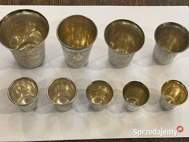 Zestaw 10 srebrnych kubków kidduszowych Rosja małopolskie Kraków sprzedam